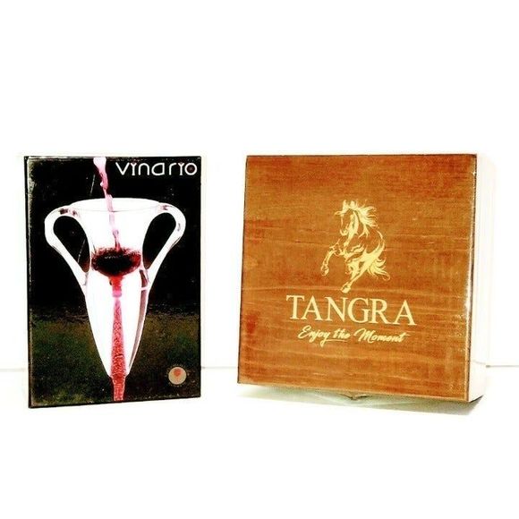 Scotch Glasses inWooden Box+Wine Aerator - Picture 1 of 6